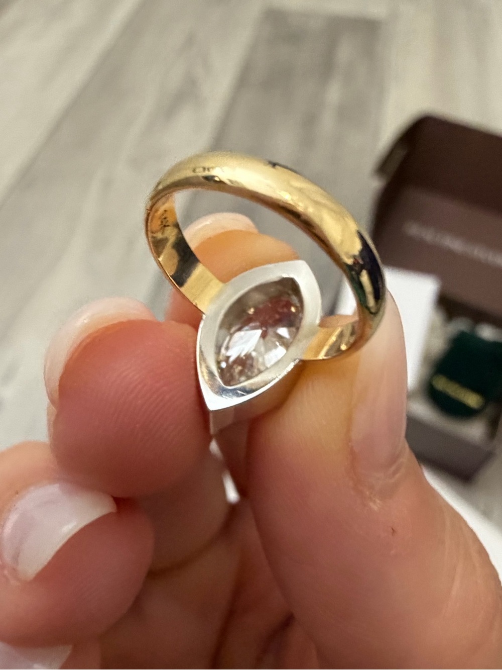 Real Fine Studio Mega Marquise Button Back Ring Size 3 Pinky Ring - Picture 6 of 15
